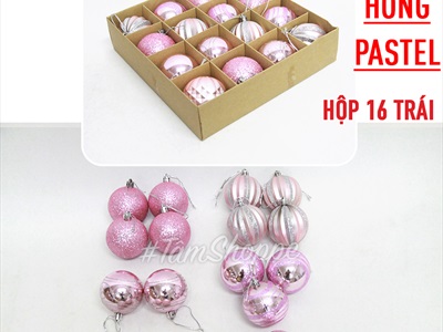 Hộp 16 trái châu Noel 4 kiểu ngẫu nhiên ĐK6cm TRAICHAU-24
